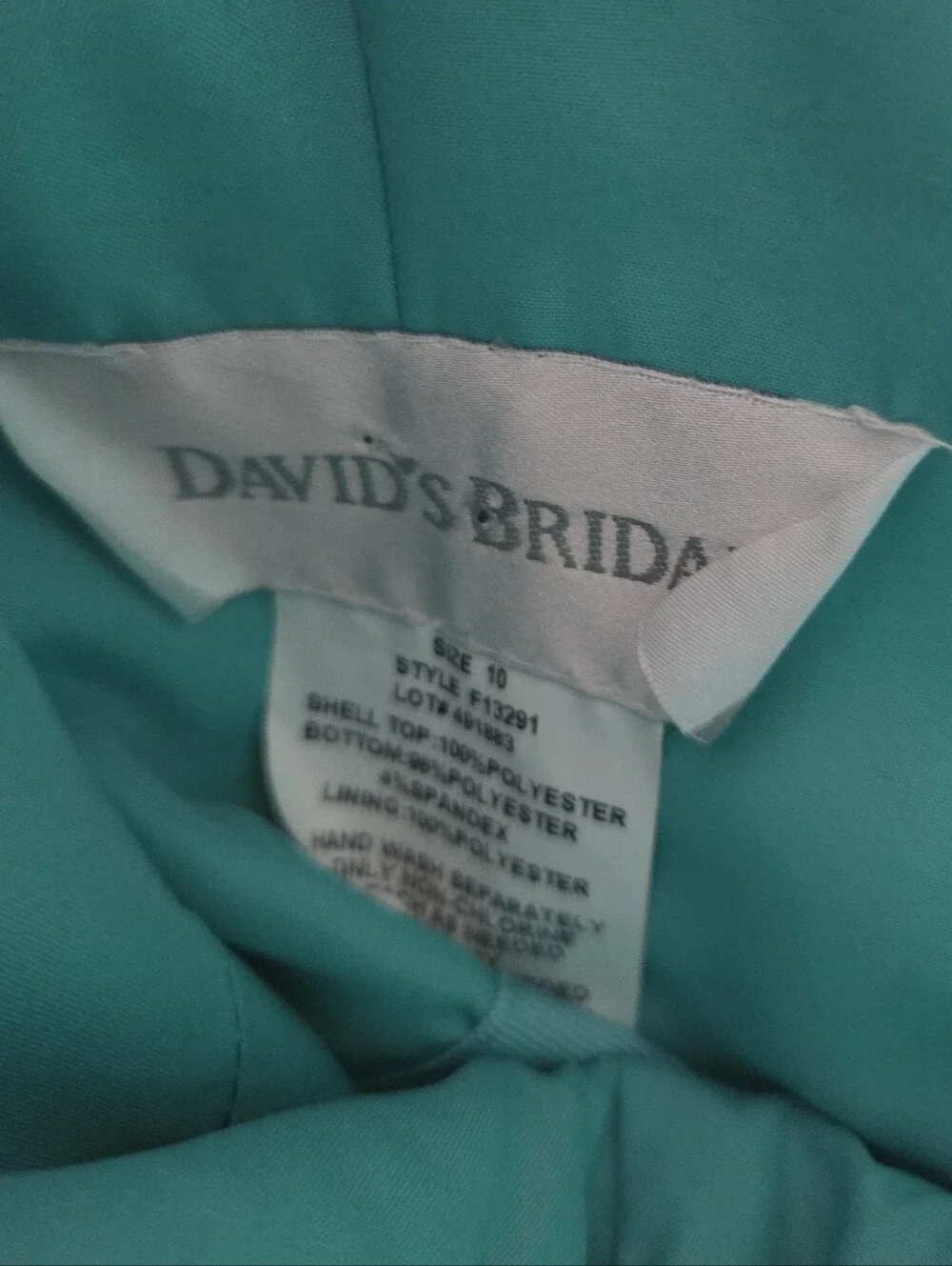 DAVID'S BRIDAL Strapless Maxi Dress Tiffany Blue Size 10 Bridesmaid Formal Prom